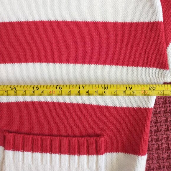 Express Relaxed Striped Crew Neck Pocket Sweater in Red and White NWT - Picture 7 of 14